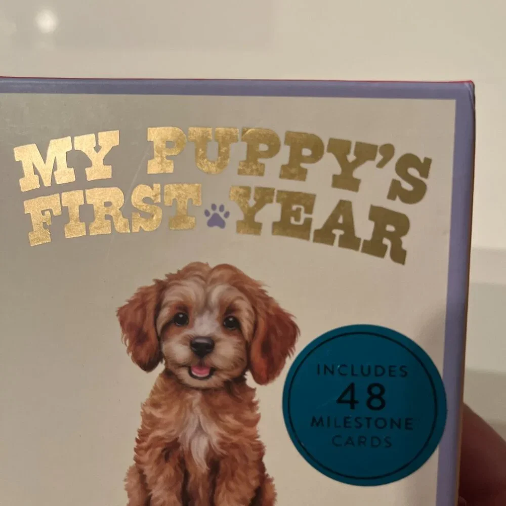Puppy's First Year Milestone‎ Cards with Wooden Display Holder (new/pets/x)